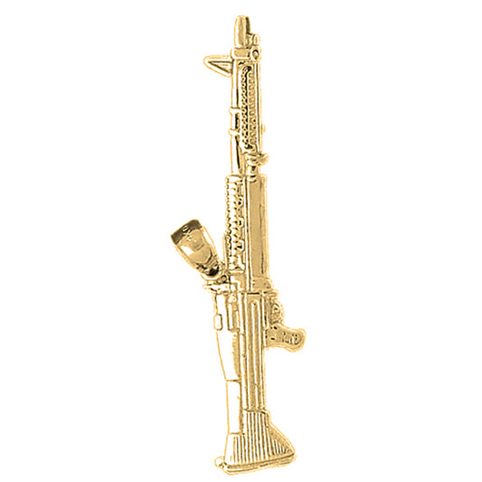 Yellow Gold-plated Silver M-16 Rifle Pendant