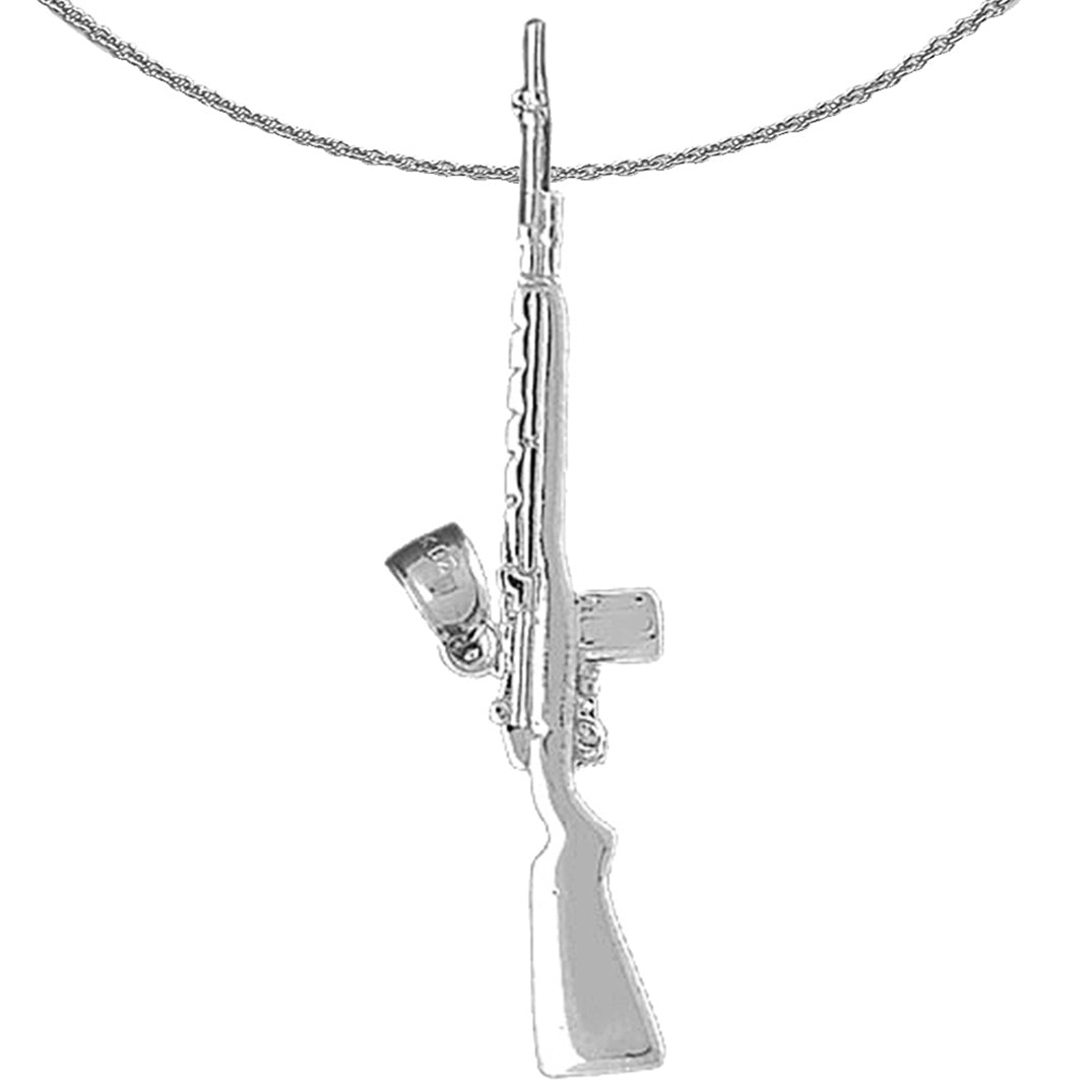 Sterling Silver Rifle Pendant (Rhodium or Yellow Gold-plated)