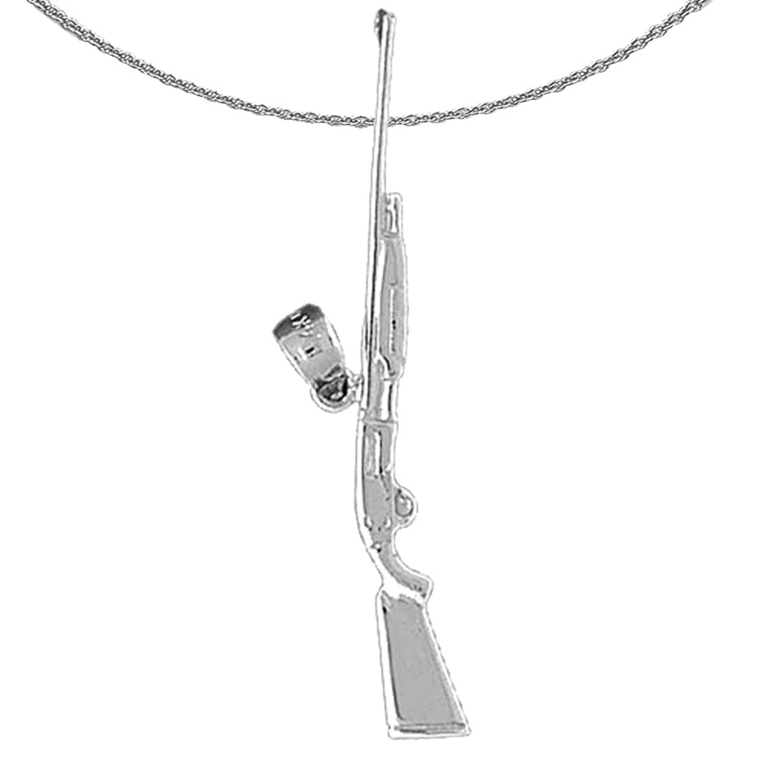 Sterling Silver Rifle Pendant (Rhodium or Yellow Gold-plated)