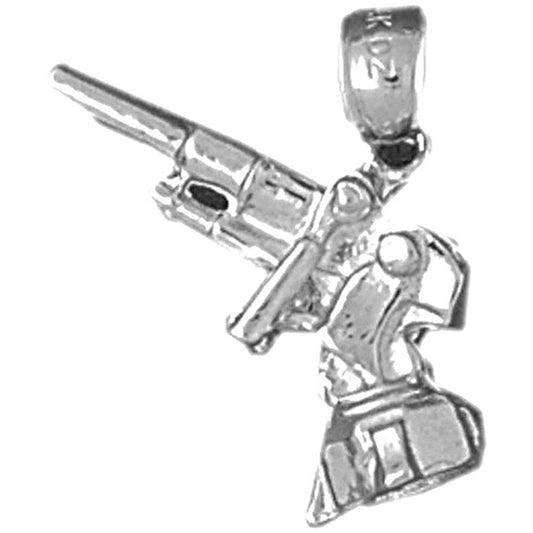 Sterling Silver 3D Anti Aircraft Gun Pendant