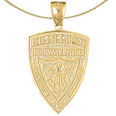 Sterling Silver Mississippi Highway Patrol Pendant (Rhodium or Yellow Gold-plated)