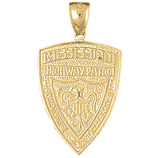 Yellow Gold-plated Silver Mississippi Highway Patrol Pendant