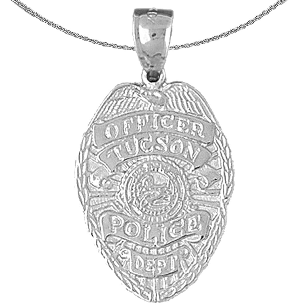 Sterling Silver Tucson Police Pendant (Rhodium or Yellow Gold-plated)