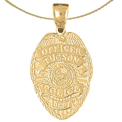 Colgante de plata de ley de la policía de Tucson (bañado en rodio o oro amarillo)