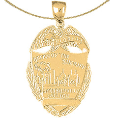 Sterling Silver Jacksonville Police Pendant (Rhodium or Yellow Gold-plated)