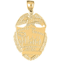 Yellow Gold-plated Silver Jacksonville Police Pendant