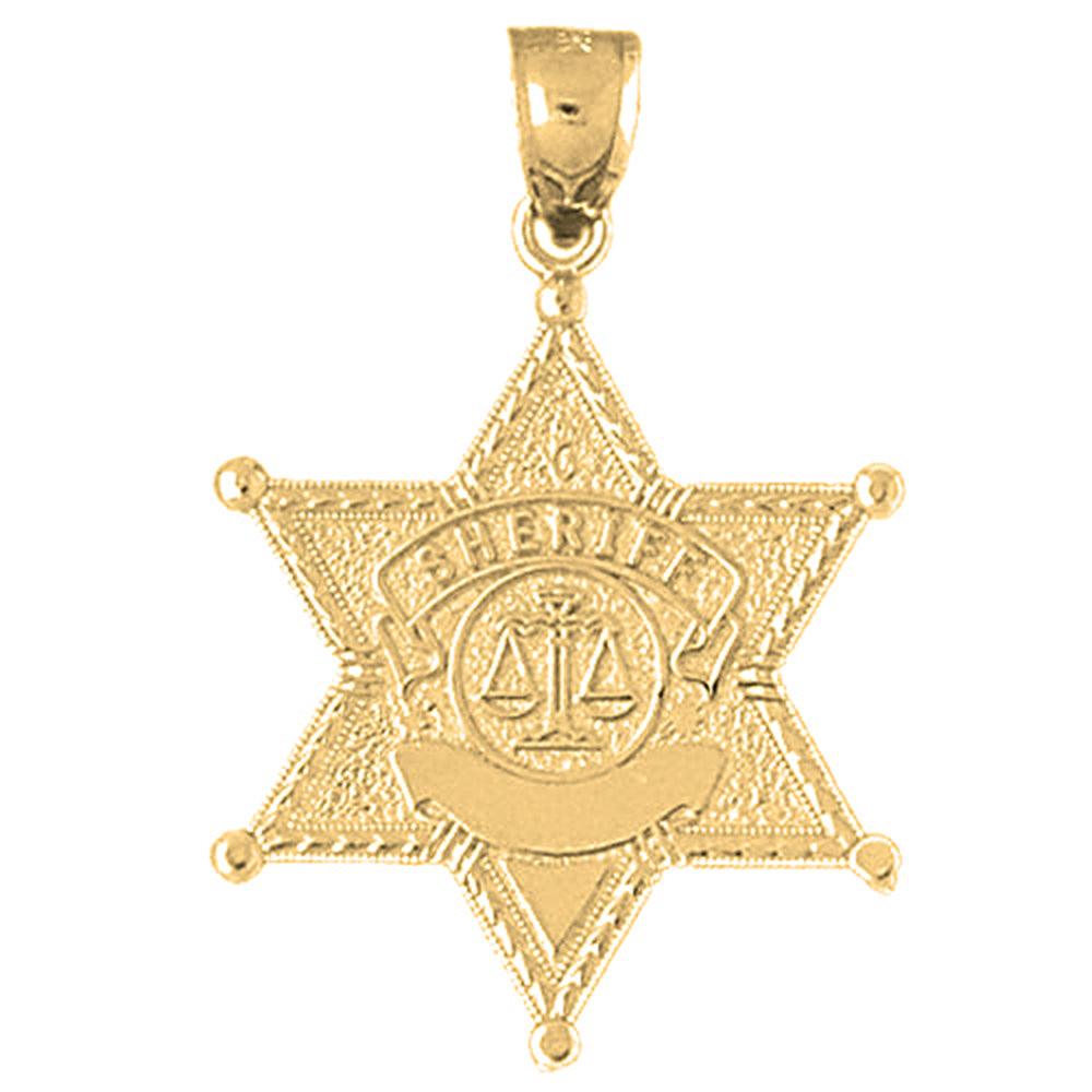 Yellow Gold-plated Silver Sheriff Badge Pendant
