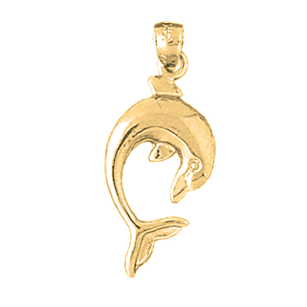 Yellow Gold-plated Silver Dolphin Pendant