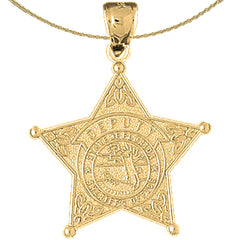 Sterling Silver State Of Florida Sheriff's Dept Pendant (Rhodium or Yellow Gold-plated)