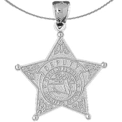 Sterling Silver State Of Florida Sheriff's Dept Pendant (Rhodium or Yellow Gold-plated)