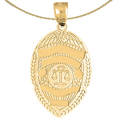 Sterling Silver Badge Pendant (Rhodium or Yellow Gold-plated)