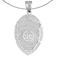 Sterling Silver Badge Pendant (Rhodium or Yellow Gold-plated)