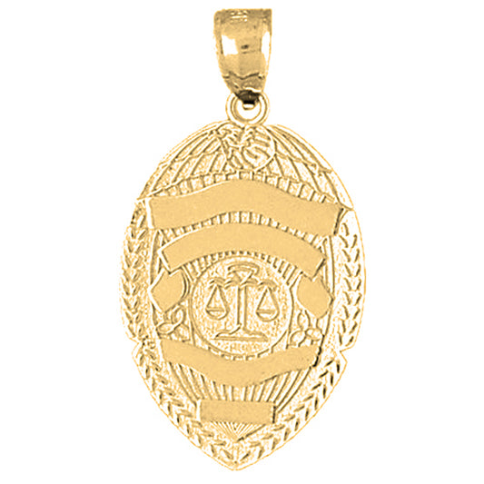 Yellow Gold-plated Silver Badge Pendant