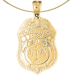 10K, 14K or 18K Gold IPSS Scales of Justice Badge Pendant