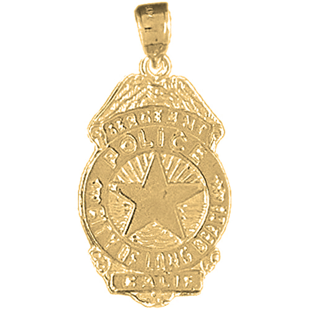 Yellow Gold-plated Silver Long Beach Police Pendant