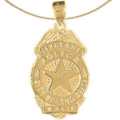 Sterling Silver Long Beach Police Pendant (Rhodium or Yellow Gold-plated)