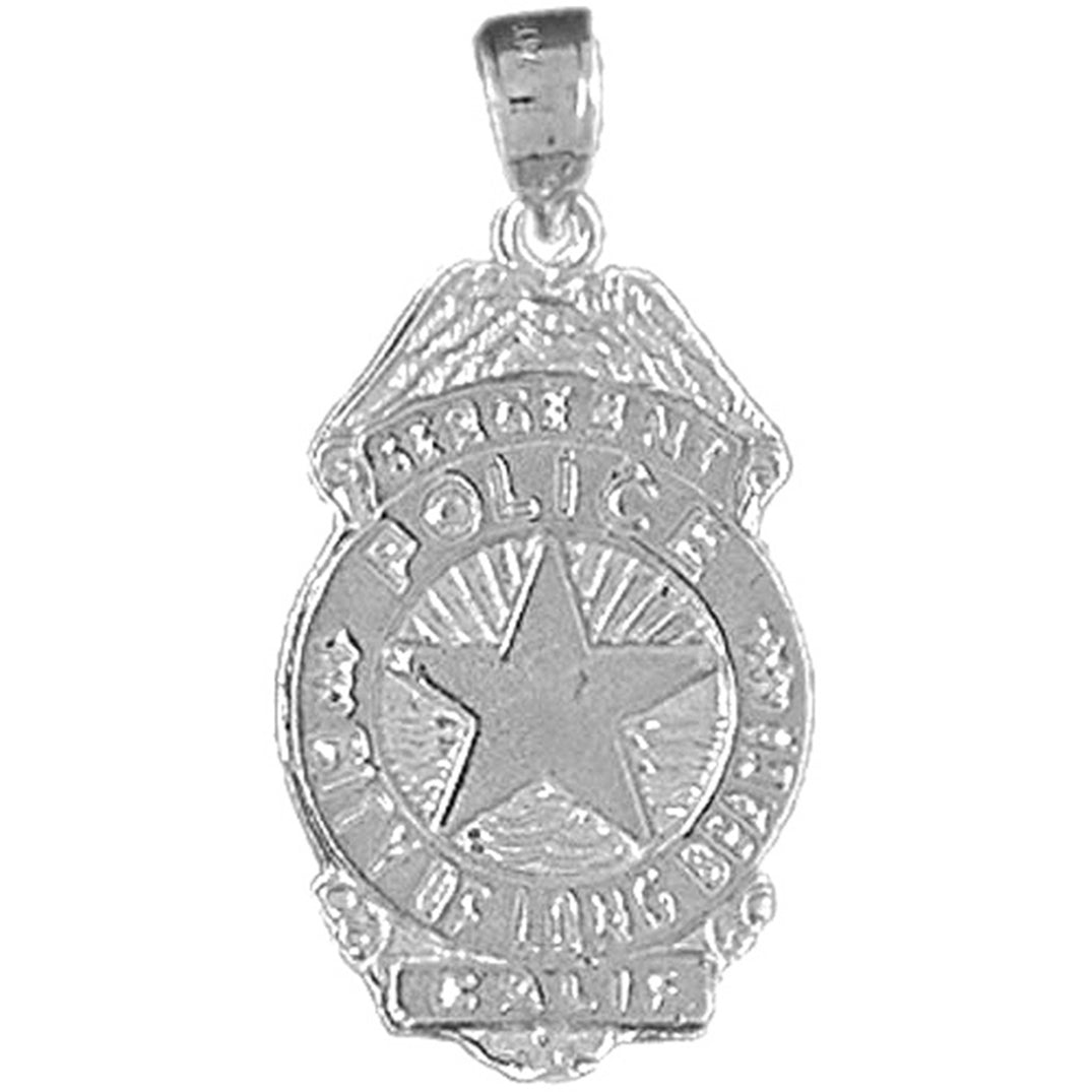 Sterling Silver Long Beach Police Pendant