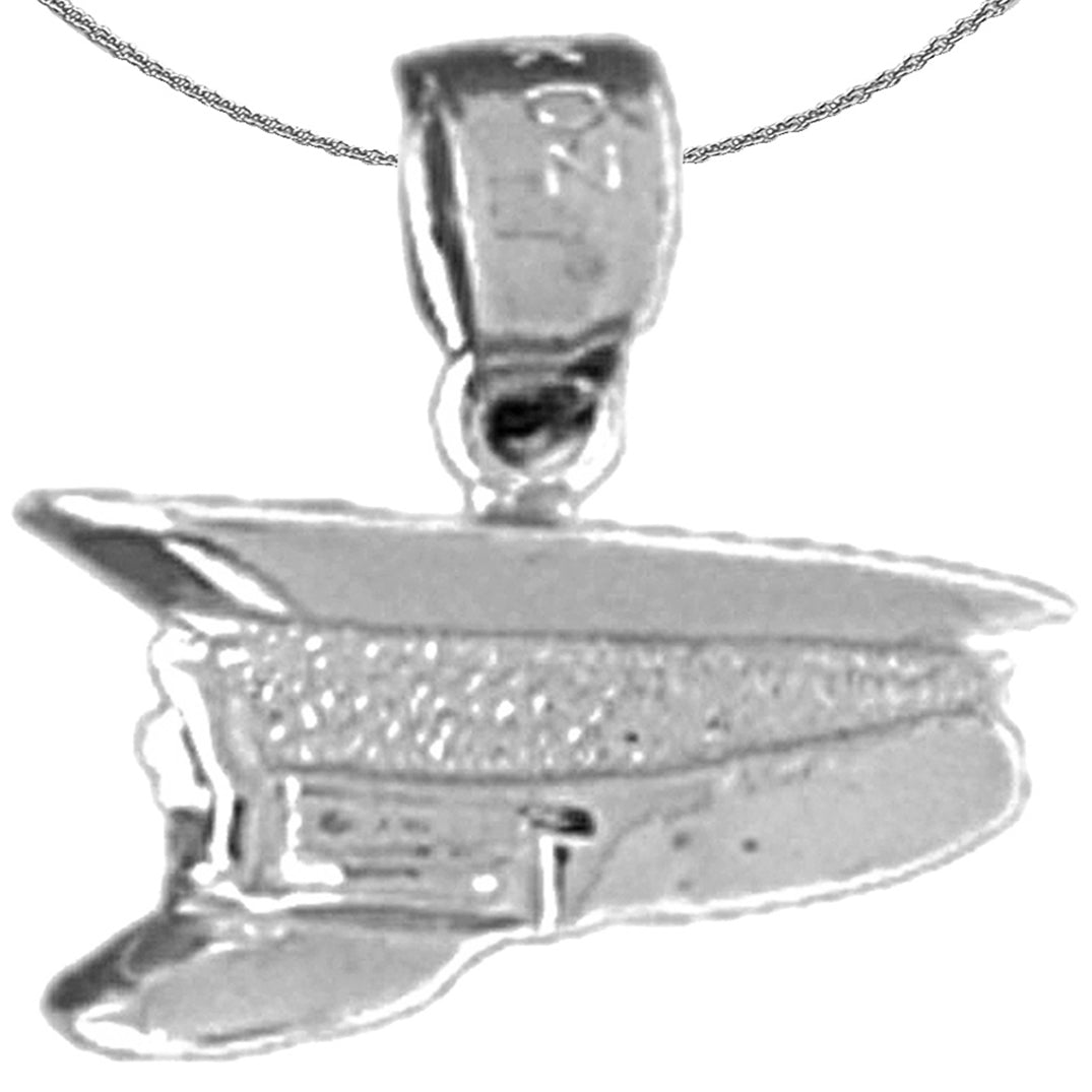 Sterling Silver Police Hat Pendant (Rhodium or Yellow Gold-plated)