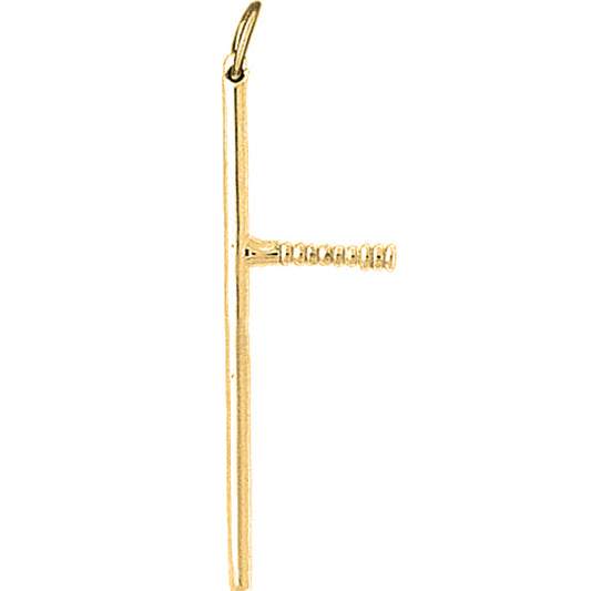 Yellow Gold-plated Silver 3D Baton Pendant