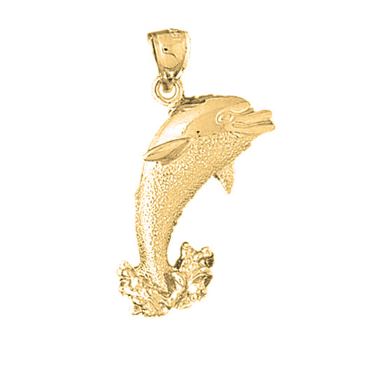 Yellow Gold-plated Silver Dolphin Pendant