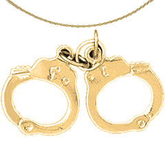 Sterling Silver Handcuffs Pendant (Rhodium or Yellow Gold-plated)