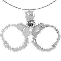 Sterling Silver Handcuffs Pendant (Rhodium or Yellow Gold-plated)