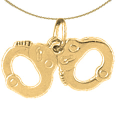 Sterling Silver Handcuffs Pendant (Rhodium or Yellow Gold-plated)