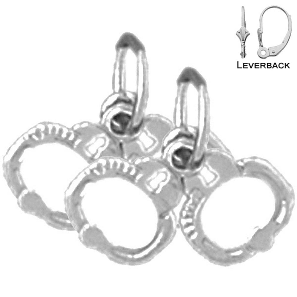 Sterling Silver 11mm Handcuffs Earrings (White or Yellow Gold Plated)