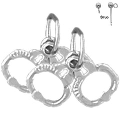 Sterling Silver 11mm Handcuffs Earrings (White or Yellow Gold Plated)