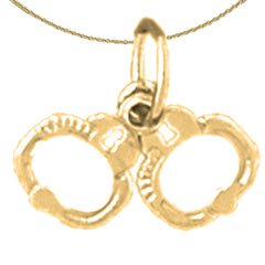 Sterling Silver Handcuffs Pendant (Rhodium or Yellow Gold-plated)