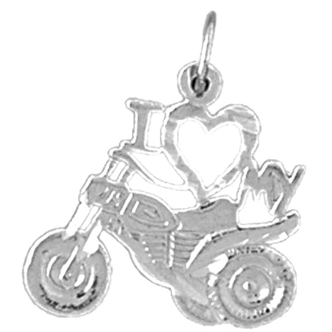 Sterling Silver I Love My Motorcycle Officer Pendant