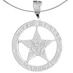 Sterling Silver United States Marshall Pendant (Rhodium or Yellow Gold-plated)