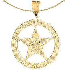 Sterling Silver United States Marshall Pendant (Rhodium or Yellow Gold-plated)