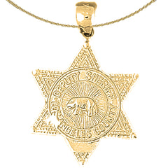 Sterling Silver Los Angeles Deputy Sheriff Pendant (Rhodium or Yellow Gold-plated)