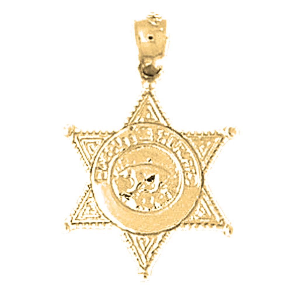Yellow Gold-plated Silver Los Angeles Sheriff's Badge Pendant