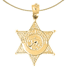 Sterling Silver Los Angeles Sheriff's Badge Pendant (Rhodium or Yellow Gold-plated)