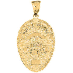 Yellow Gold-plated Silver Police Officer Badge Pendant