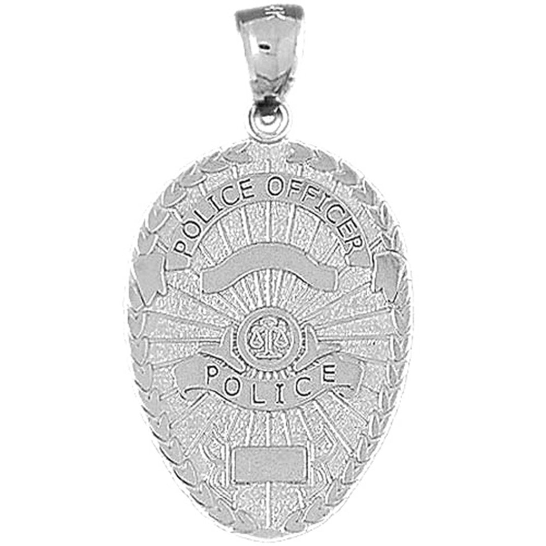 Sterling Silver Police Officer Badge Pendant