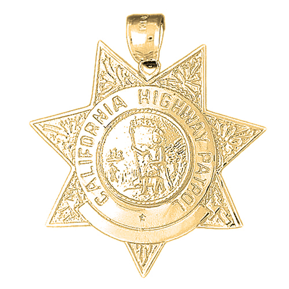 Yellow Gold-plated Silver California Highway Patrol Pendant