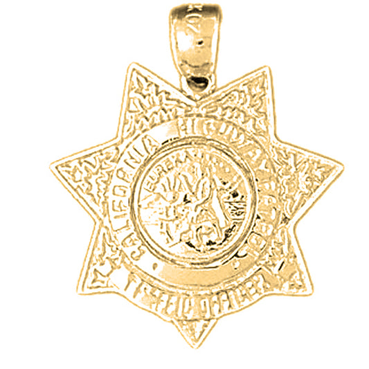 Yellow Gold-plated Silver California Highway Patrol Pendant