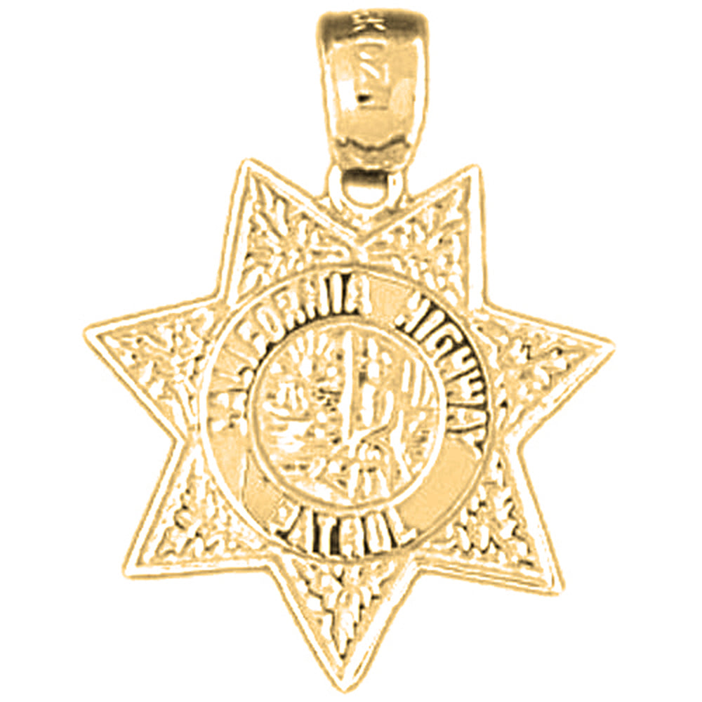 Yellow Gold-plated Silver California Highway Patrol Pendant