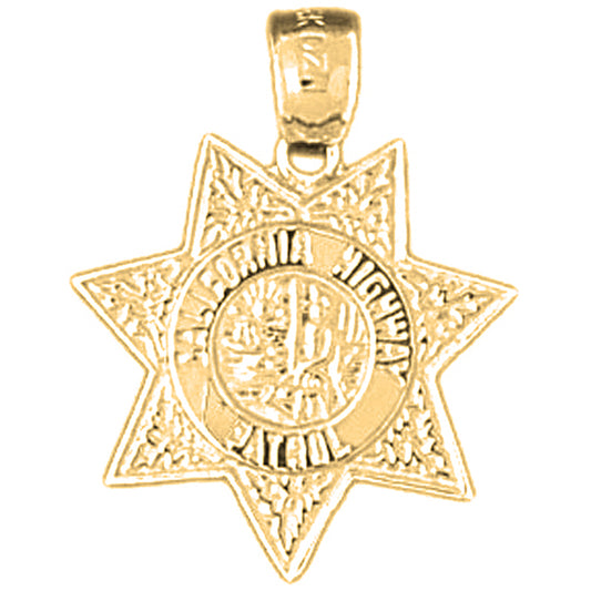 Yellow Gold-plated Silver California Highway Patrol Pendant