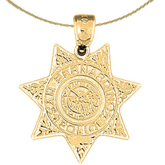 Colgante de policía de San Bernardino de plata de ley (bañado en rodio o oro amarillo)