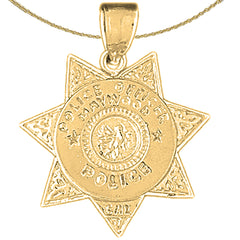 Sterling Silver Maywood Police Pendant (Rhodium or Yellow Gold-plated)