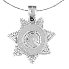 Sterling Silver Badge Pendant (Rhodium or Yellow Gold-plated)