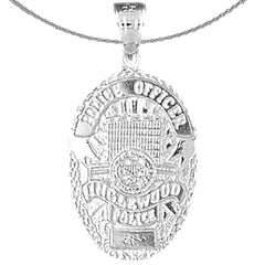 Sterling Silver Inglewood Police Pendant (Rhodium or Yellow Gold-plated)