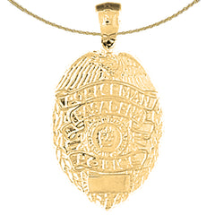 Sterling Silver Pasadena Police Pendant (Rhodium or Yellow Gold-plated)