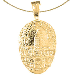 Sterling Silver Beverly Hills Police Pendant (Rhodium or Yellow Gold-plated)