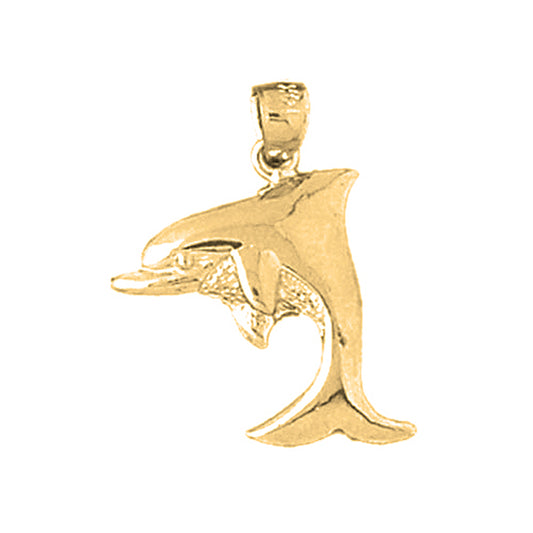 Yellow Gold-plated Silver Dolphin Pendant