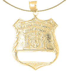 Sterling Silver New York Police Pendant (Rhodium or Yellow Gold-plated)